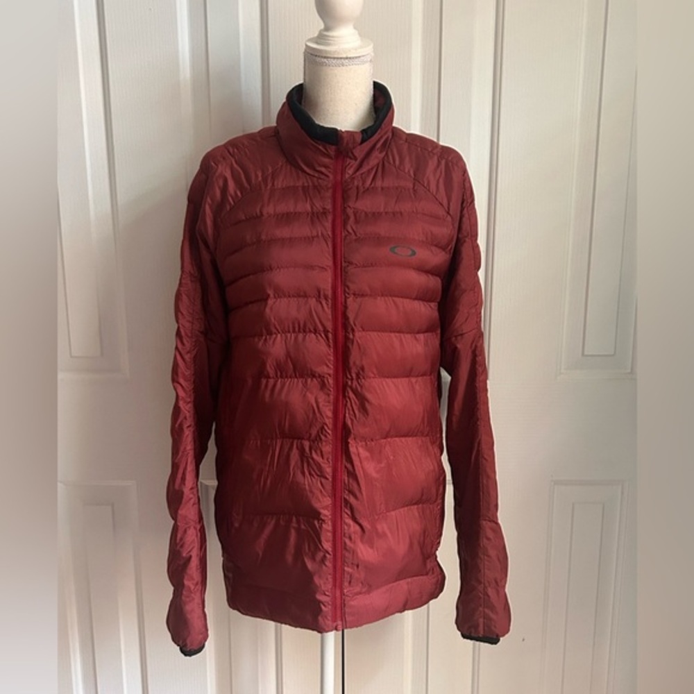 OAKLEY Women Lightweight Dark Red Puffer Jacket with Stand-Up Collar Size Medium
